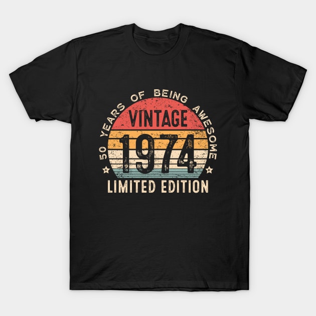Vintage 1974 50th Birthday Gifts 50 Year Old For Men Women T-Shirt by Shrtitude